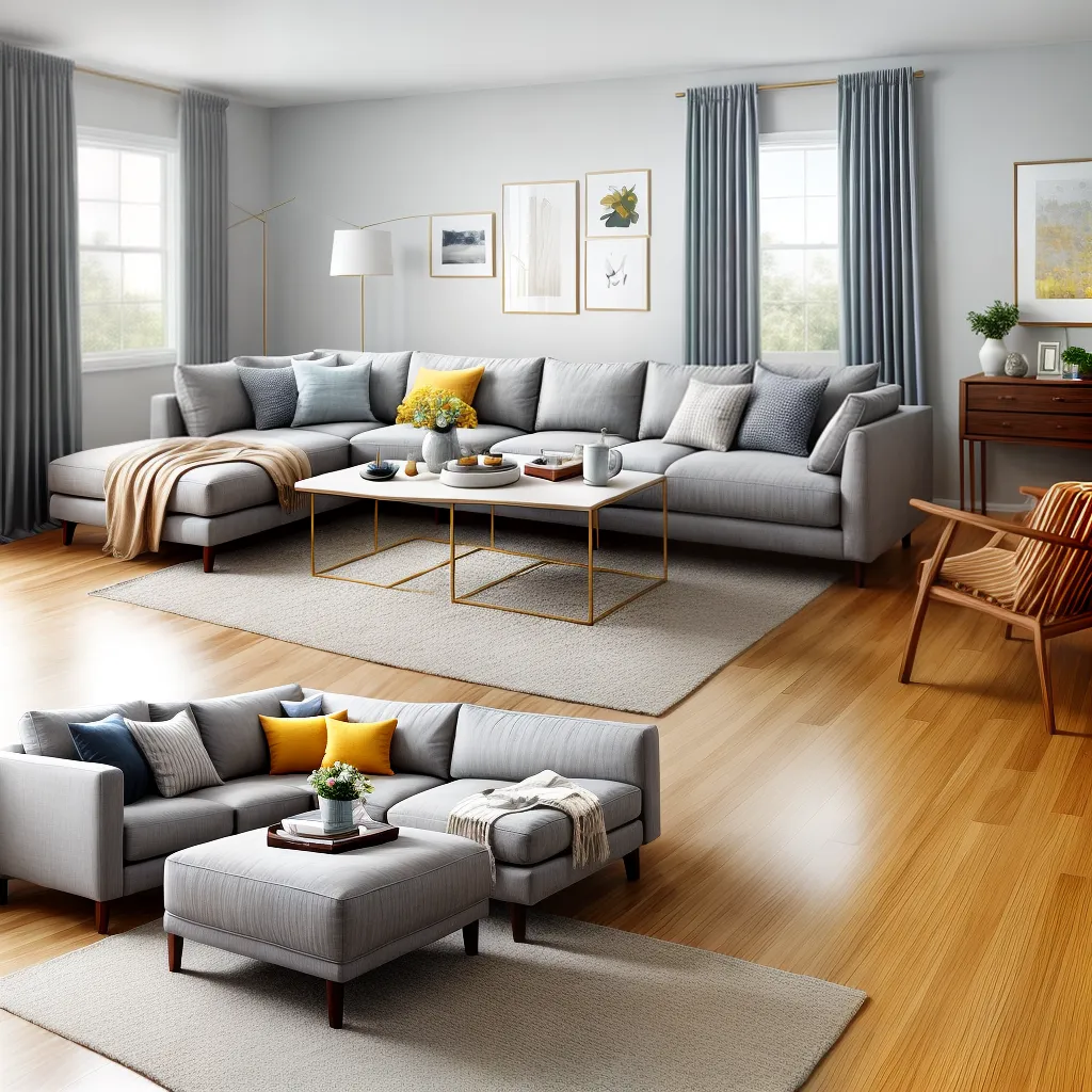 sala estar acolhedora sofa cinza