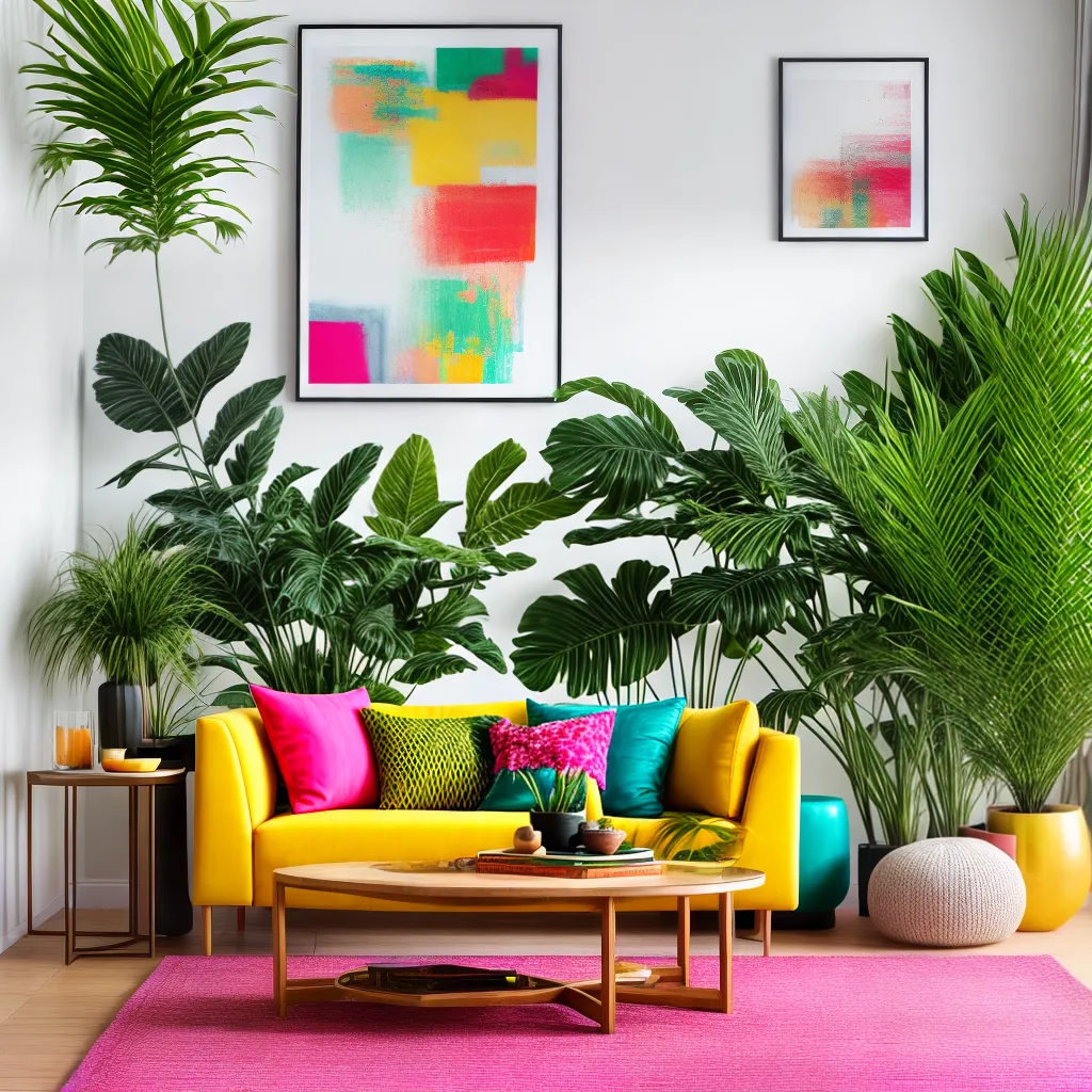 sala vibrante tropical cores plantas