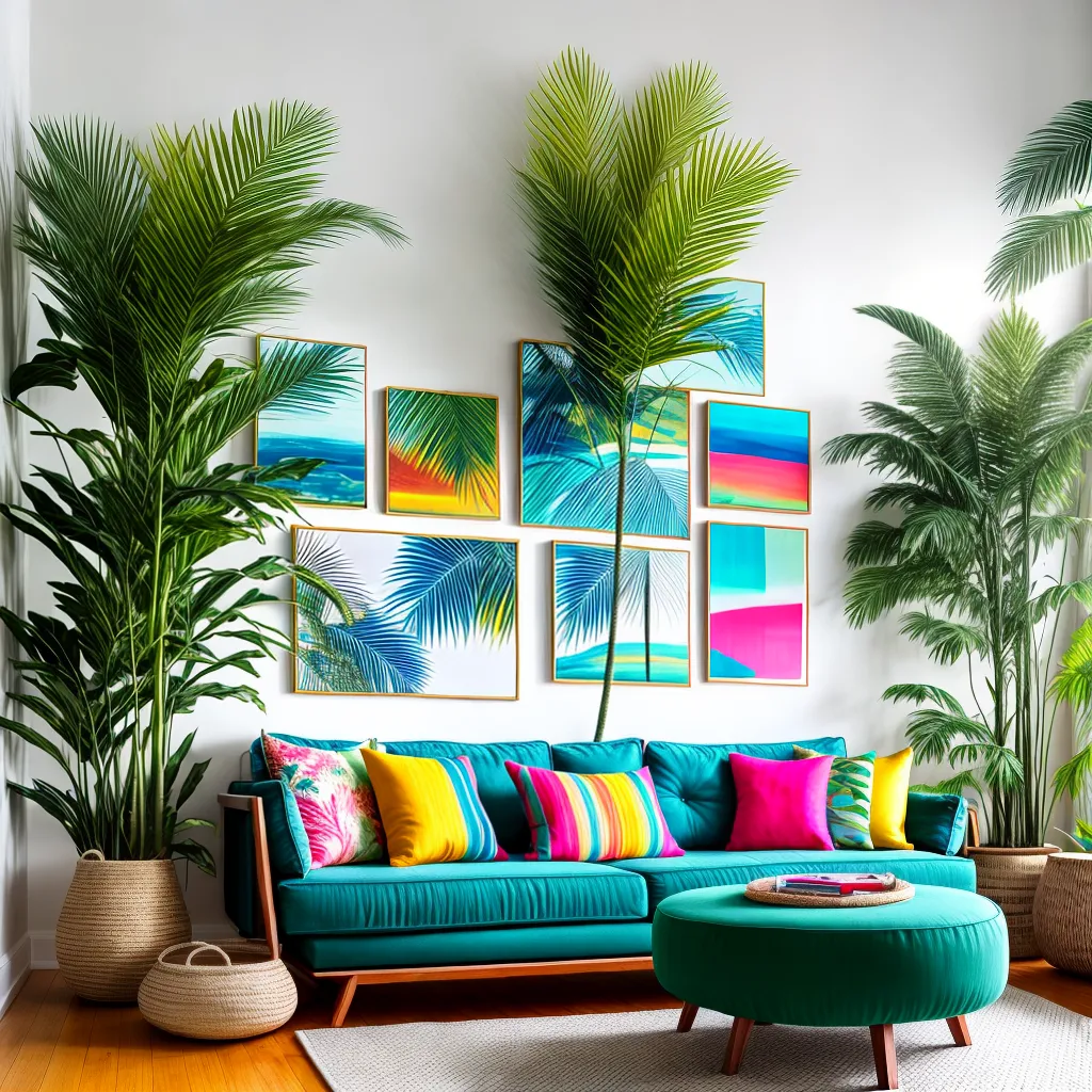 sala tropical decoracao vibrante
