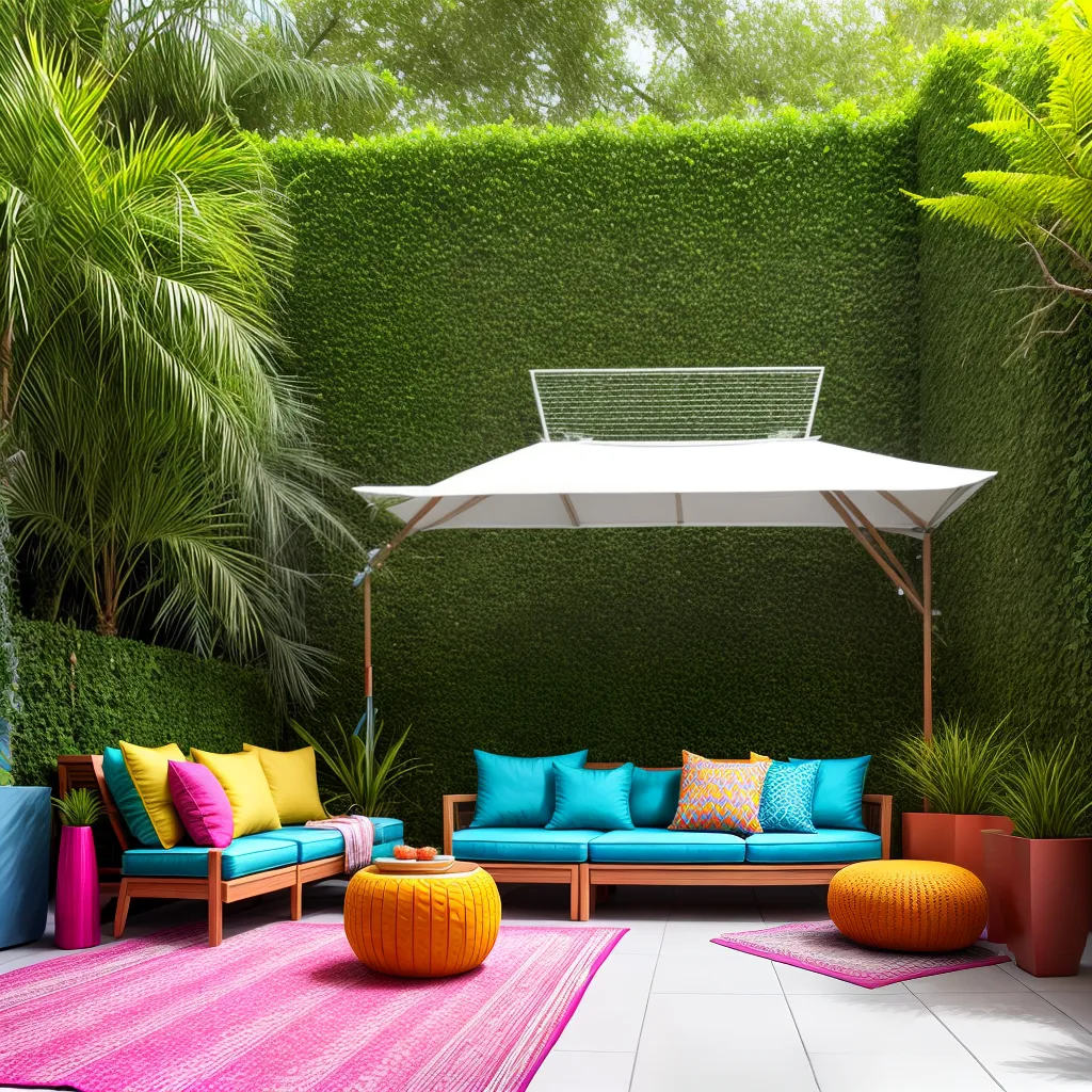 patio colorido mobiliario alegre