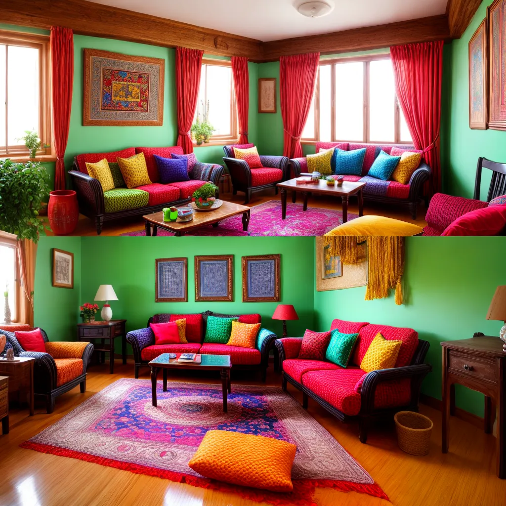 sala etnica decoracao colorida