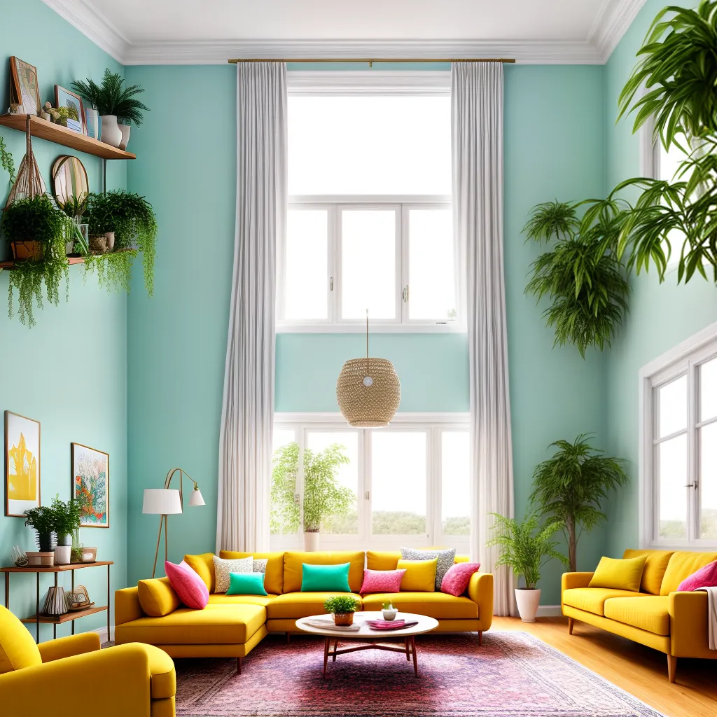 sala vibrante pastel sofa amarelo
