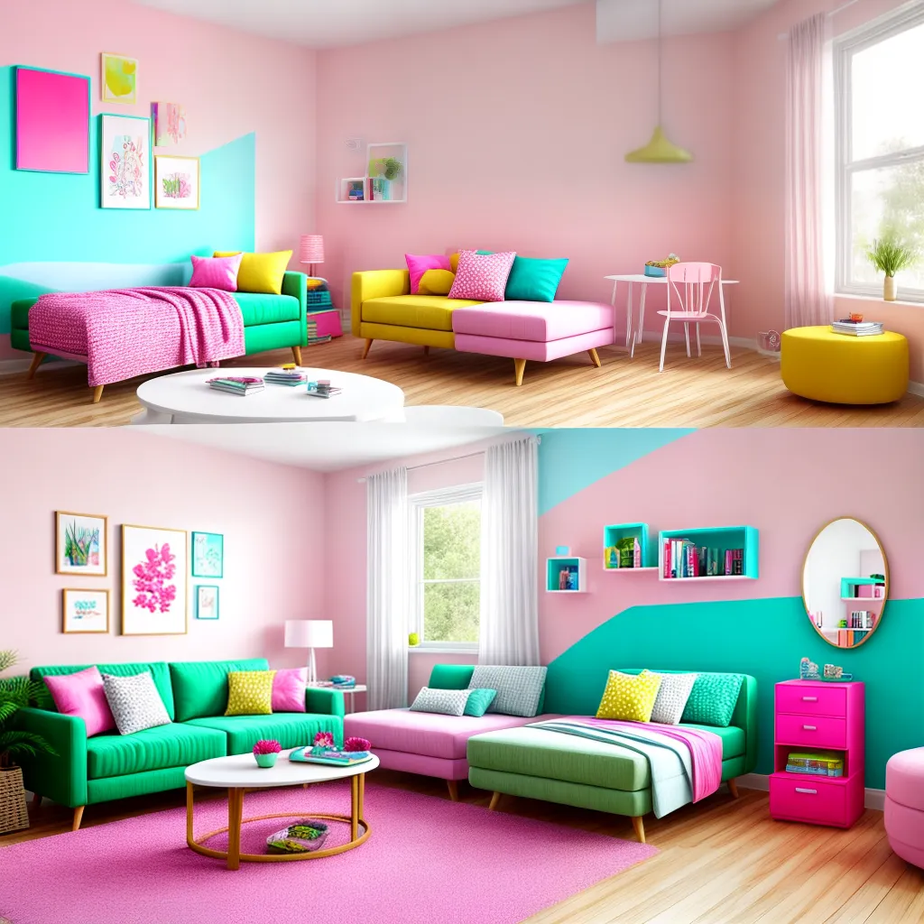 sala vibrante pastel flores