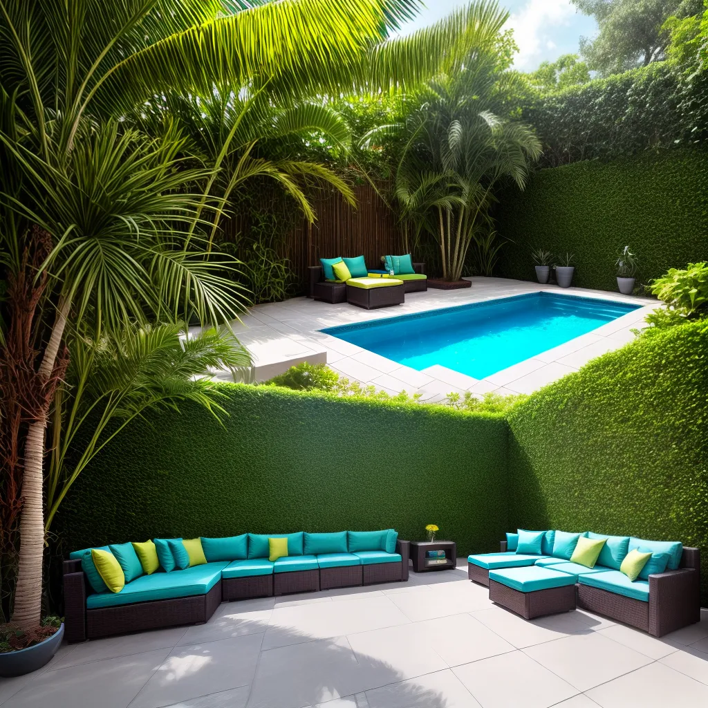 patio mosaico colorido lounge plantas