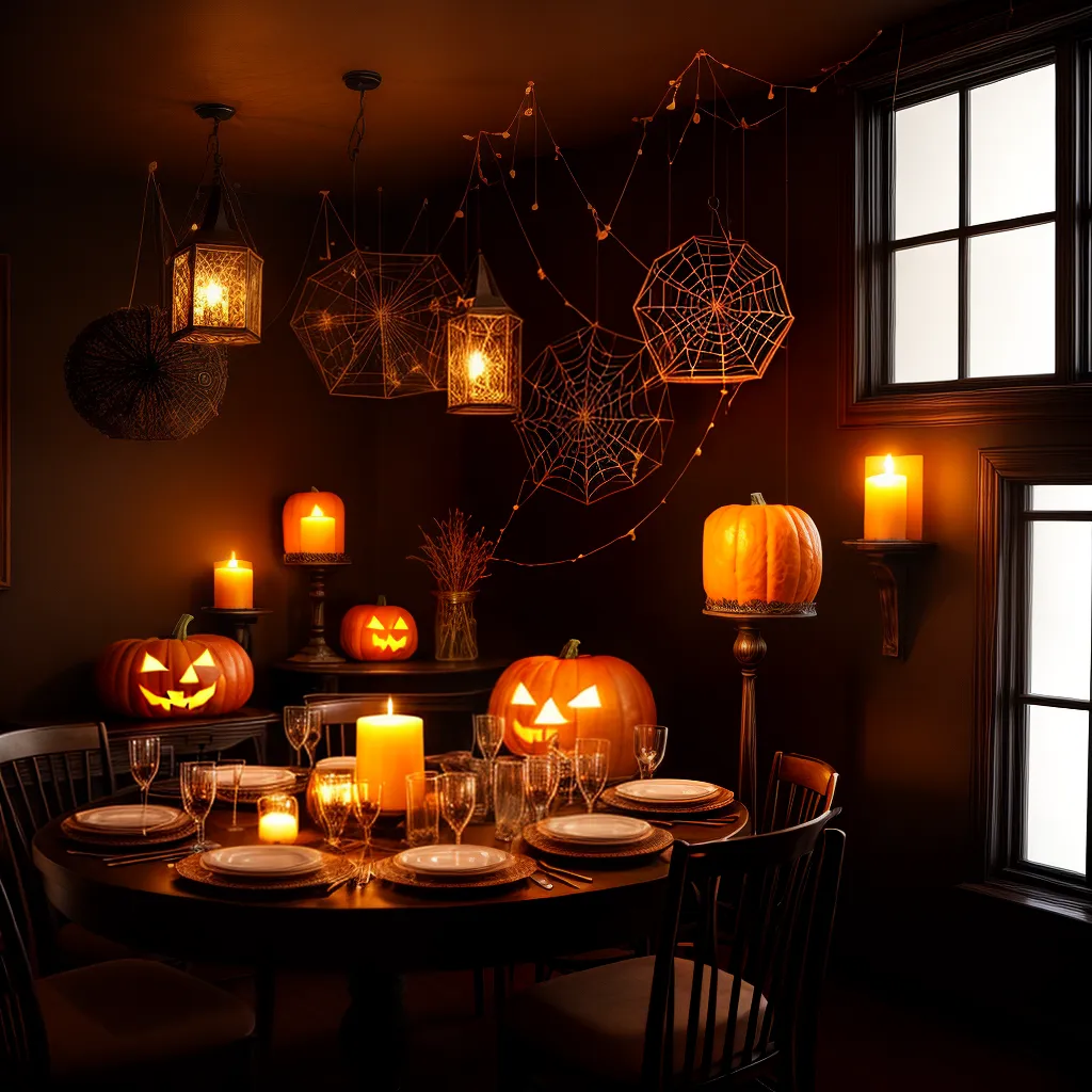 sala decoracao halloween ambiente assustador