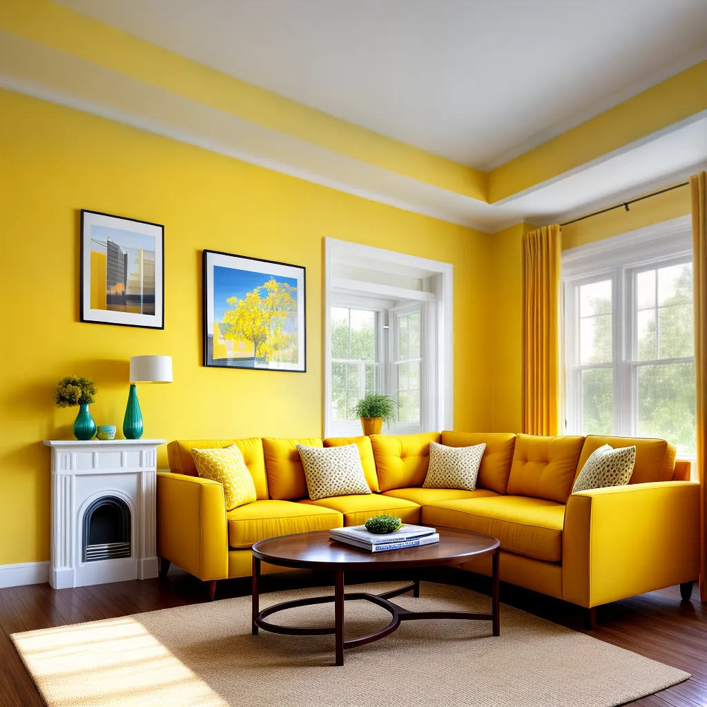 sala alegre amarelo sofa arte