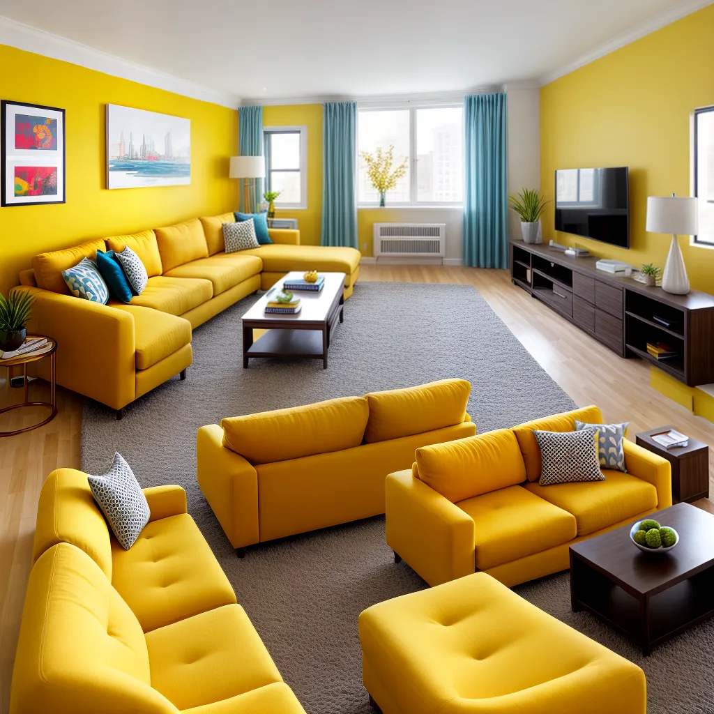 sala alegre amarelo sofa arte 1