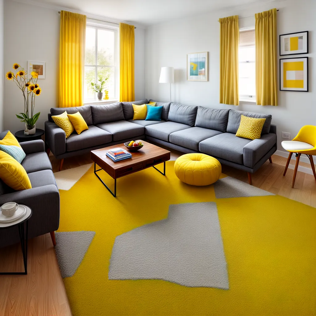 sala alegre amarelo sofa girasois