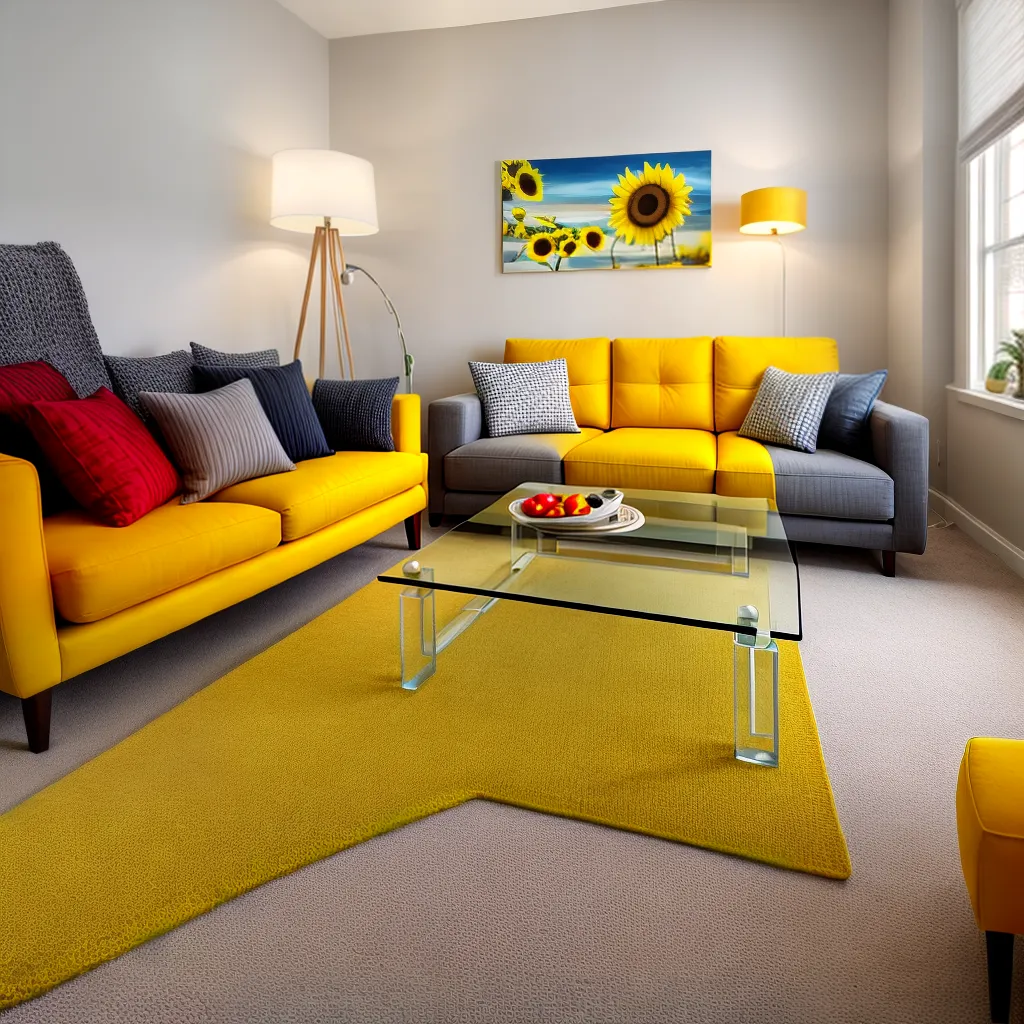 almofada amarela sofa cinza alegria