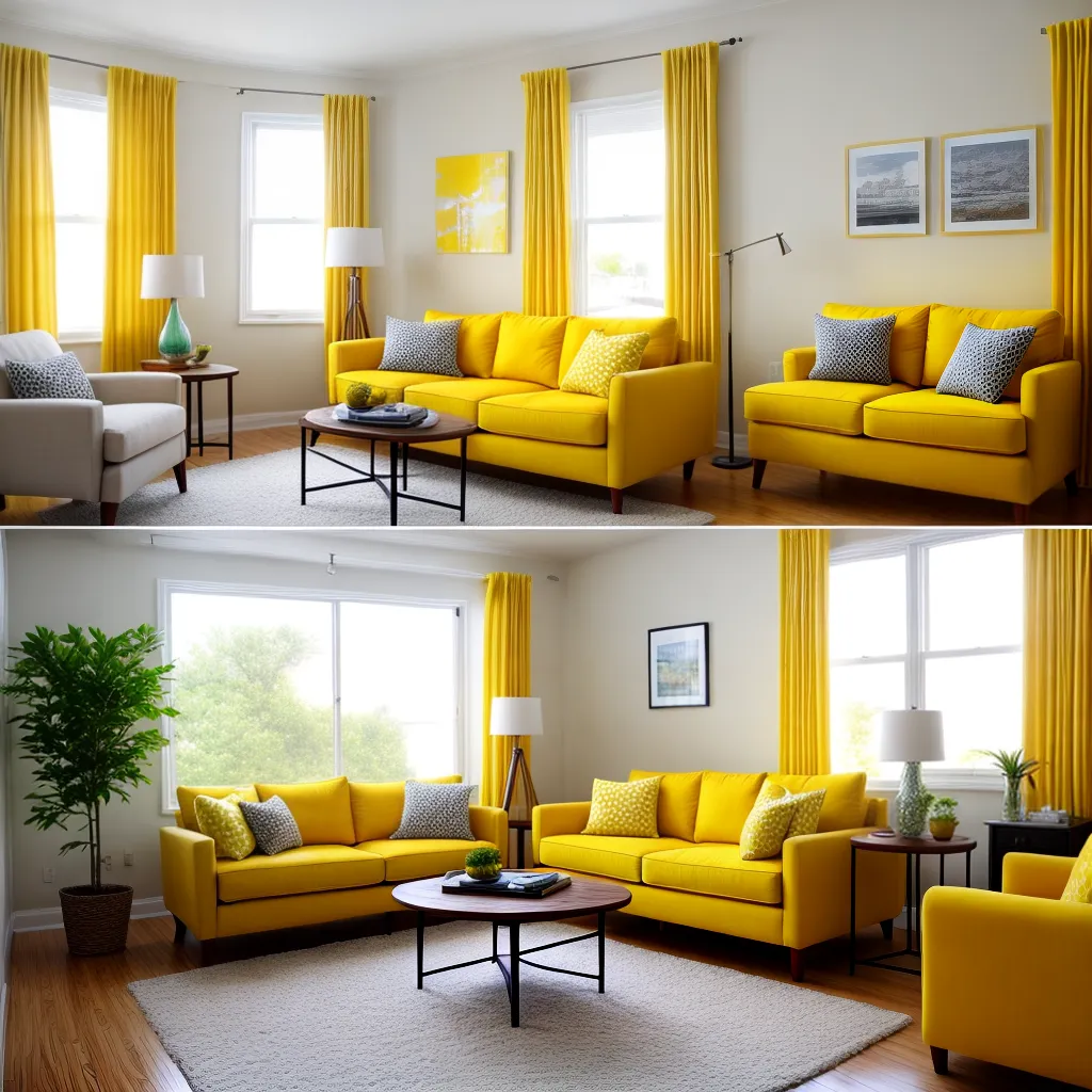 sala alegre sofa amarelo