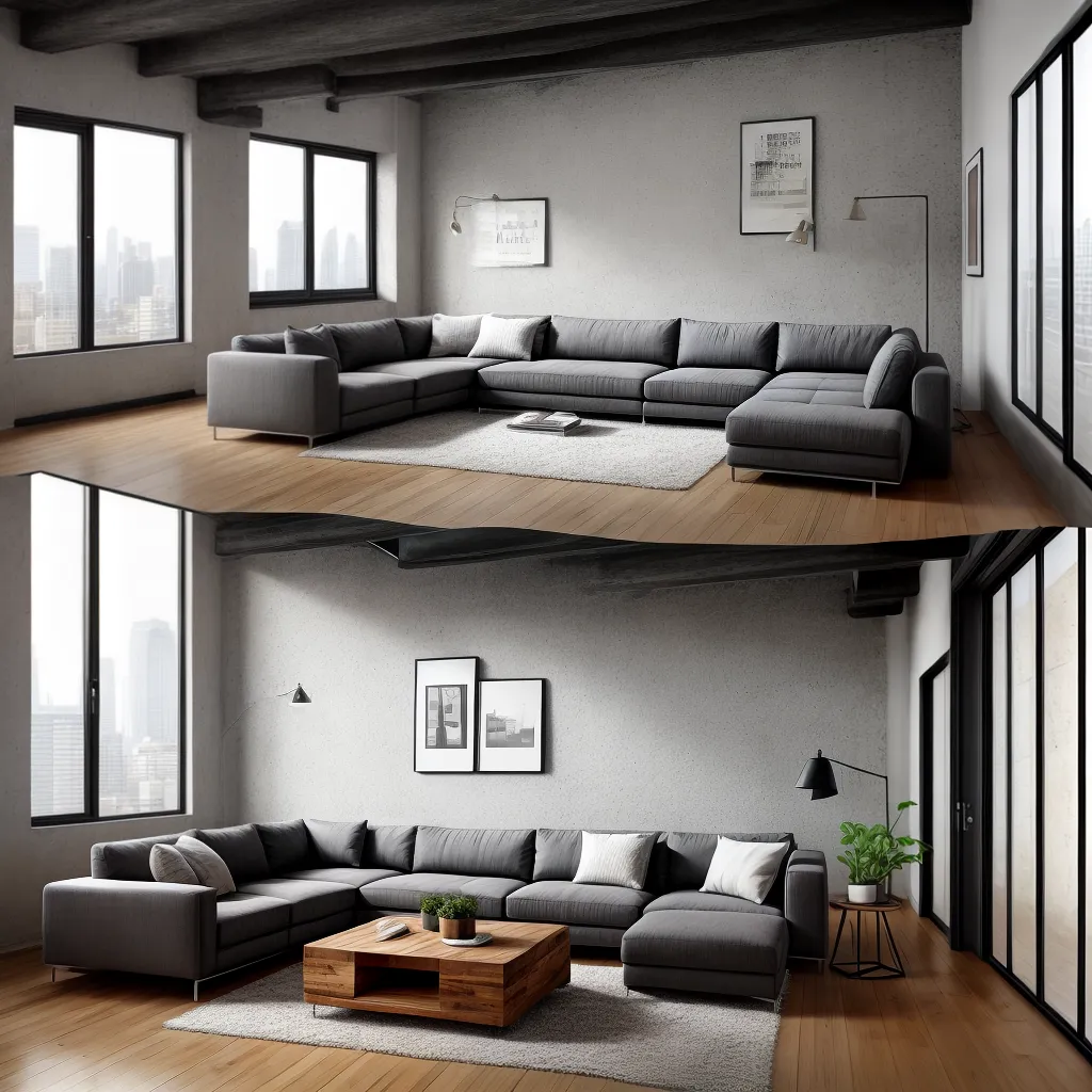 sala industrial neutra concreto sofa