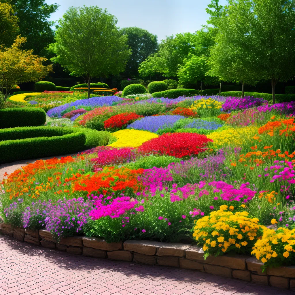 jardim colorido flores varias tons
