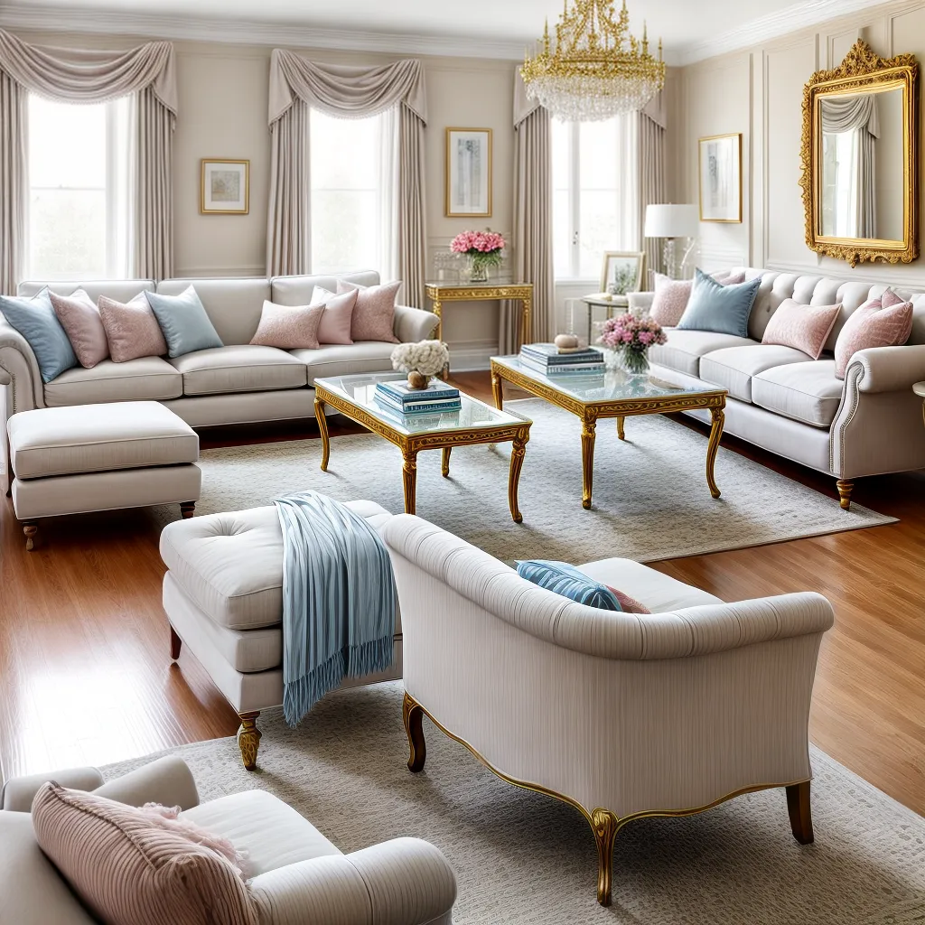 sala decorada classica pastel elegante