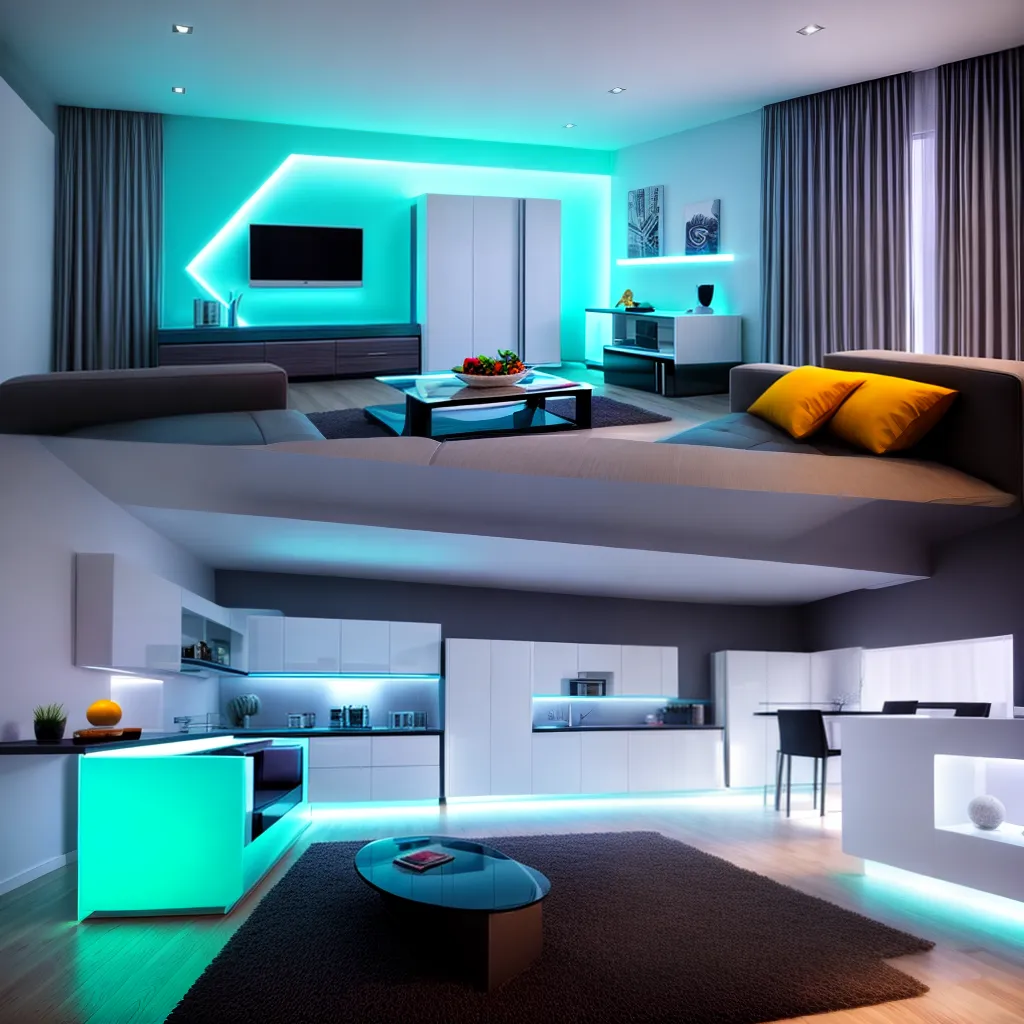 sala moderna neon futurista