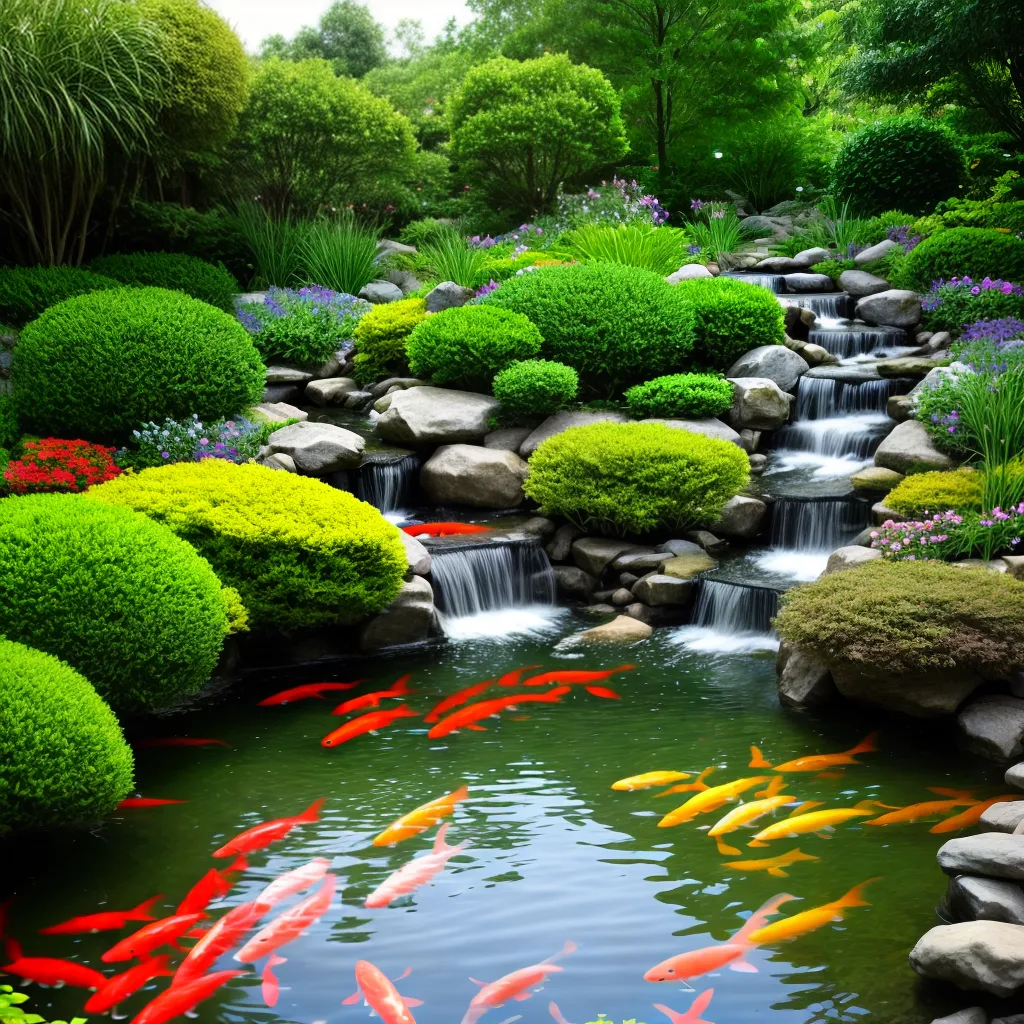 jardim verde flor agua koi pedras jardim verde flor agua koi pedras