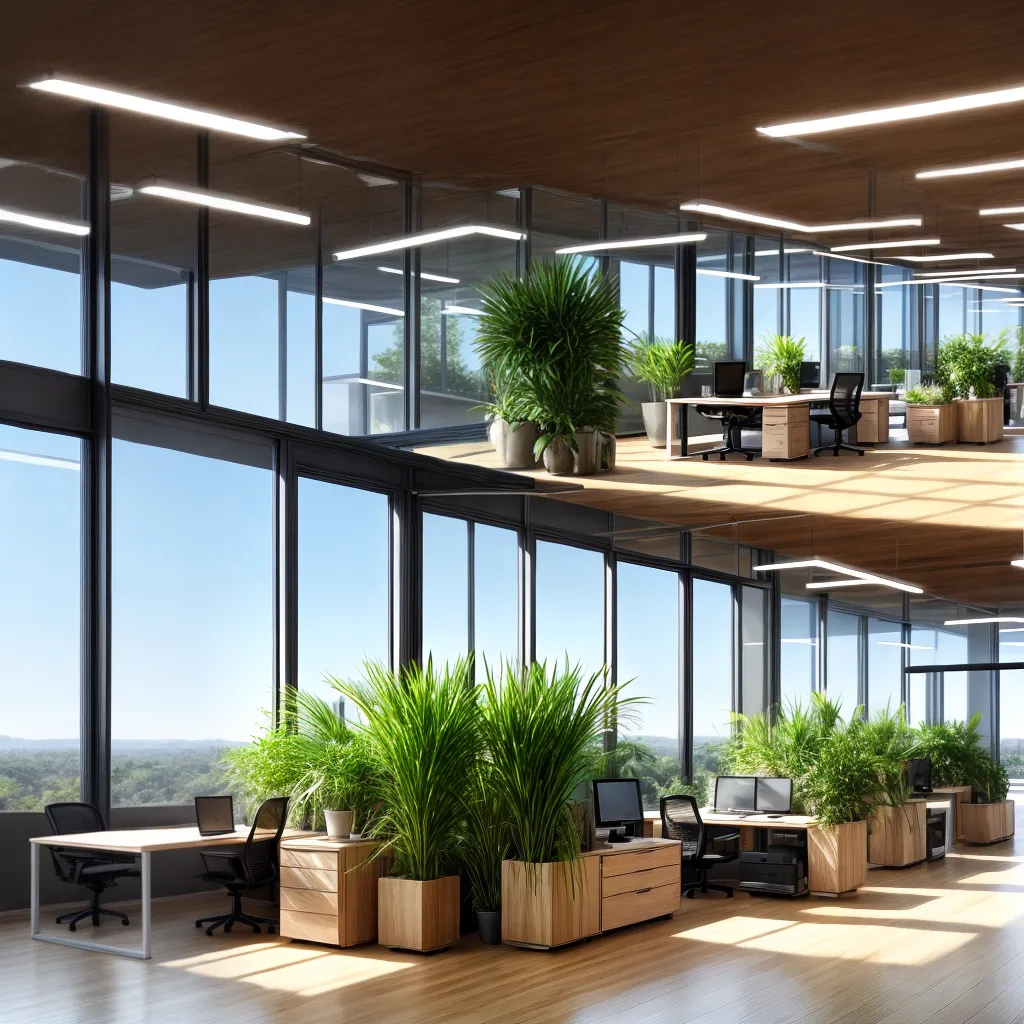 espaco trabalho compartilhado natureza luz minimalista