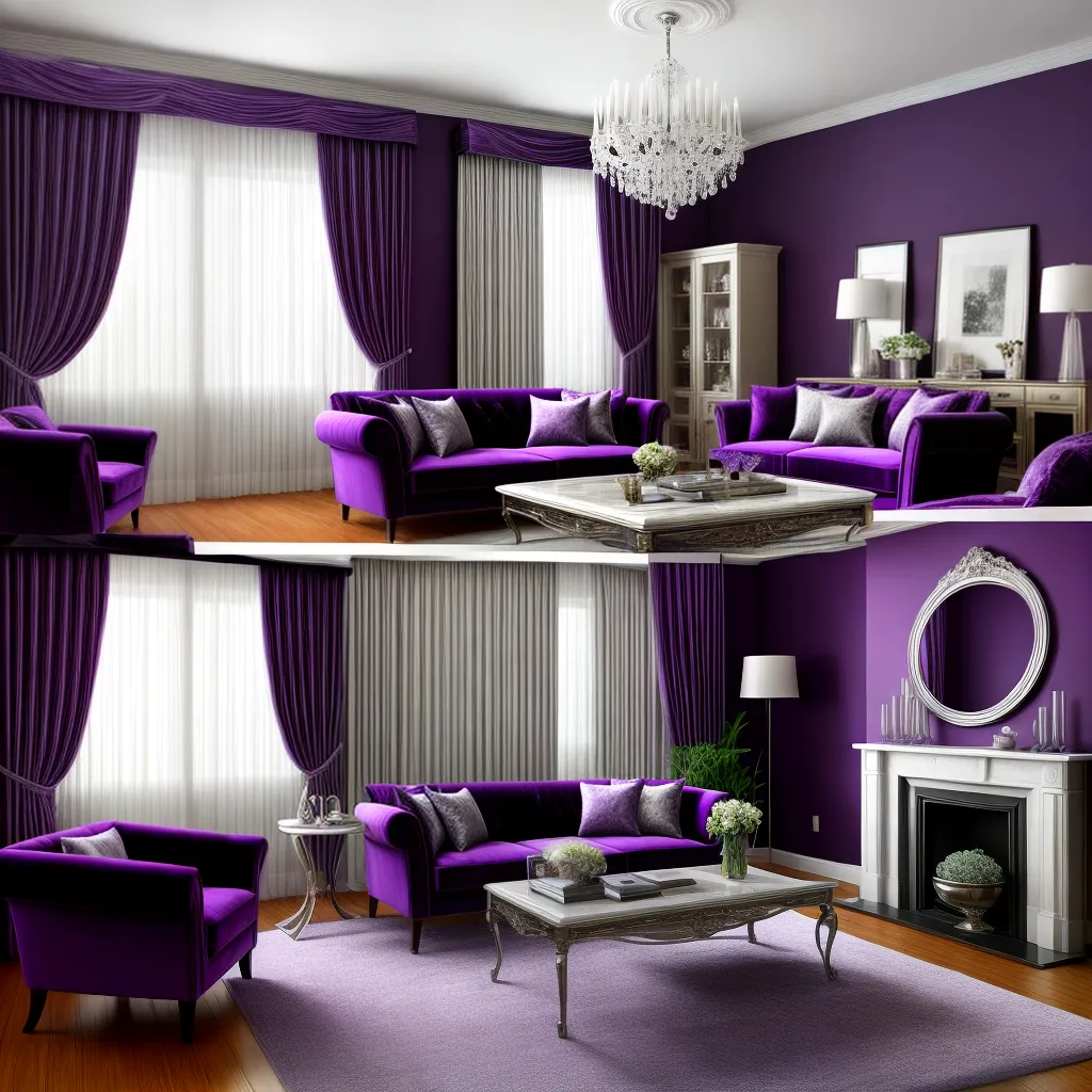 sala estar acolhedora roxo veludo