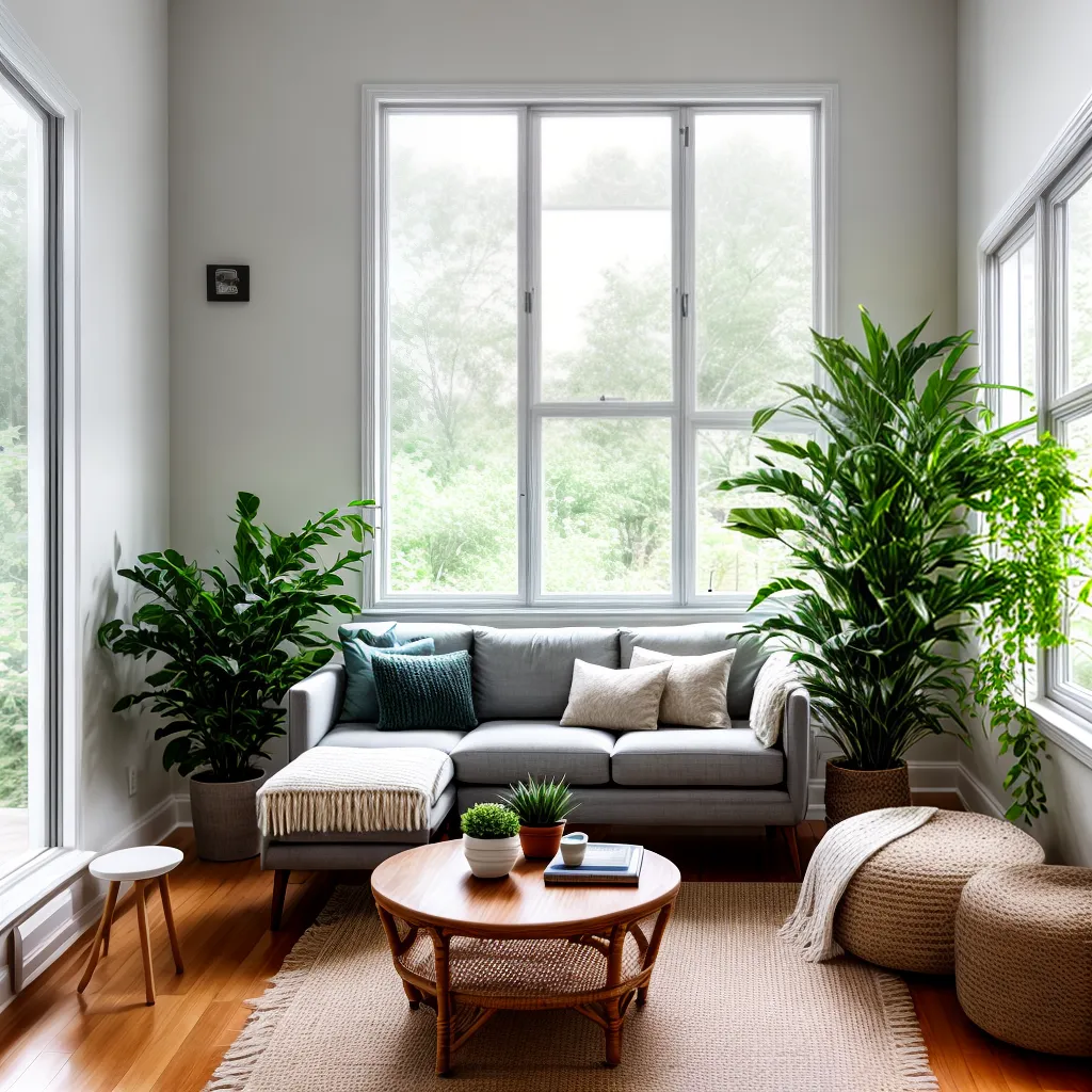 sala harmoniosa janela leitura plantas