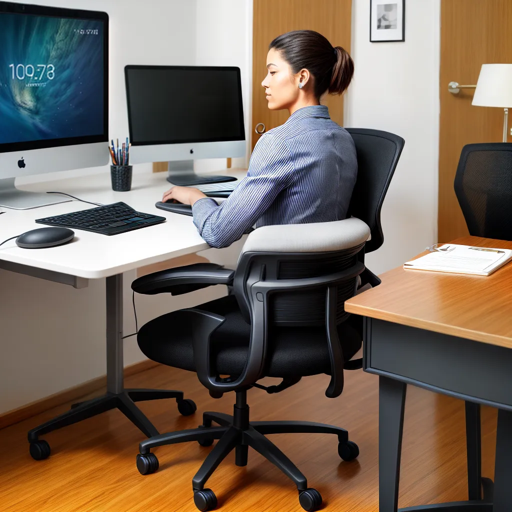 escritorio ergonomico pessoa computador