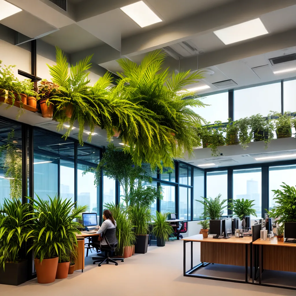escritorio iluminado plantas produtividade