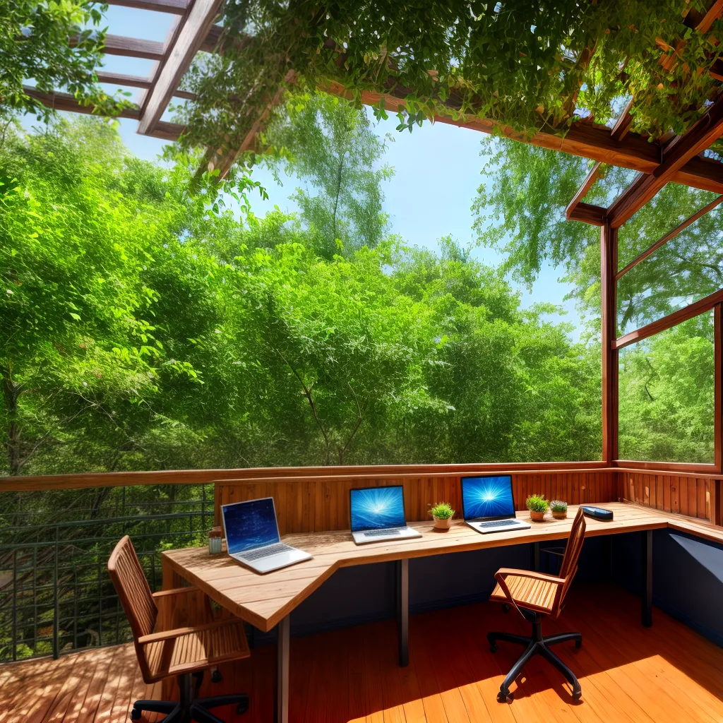 escritorio eco amigavel madeira plantas