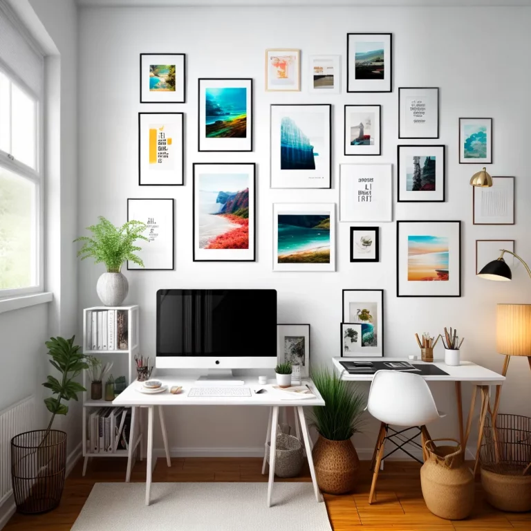 Decoração com quadros e pôsteres para home office