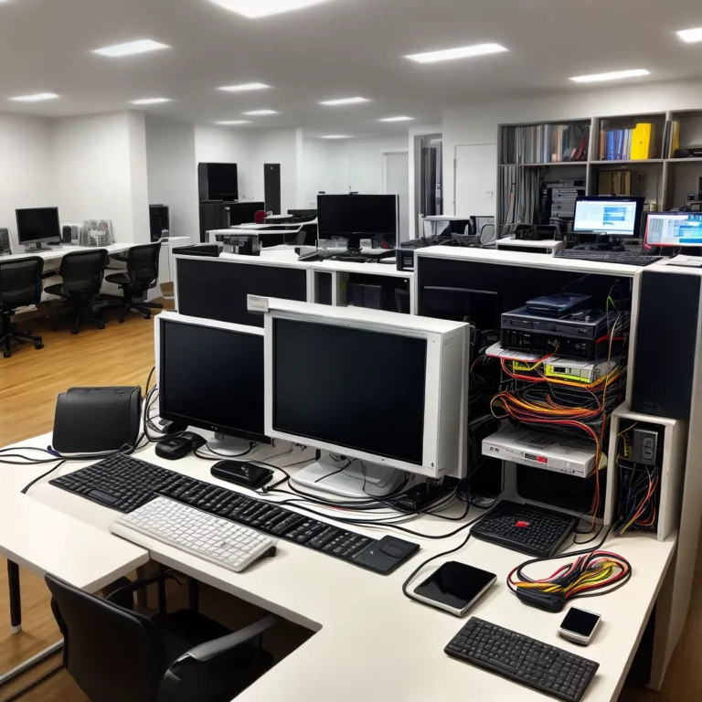 Organização de cabos e fios no espaço de trabalho