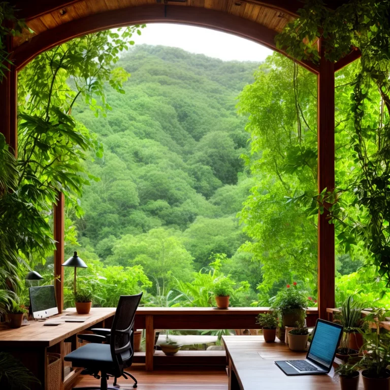 Decoração de home office inspirada na natureza
