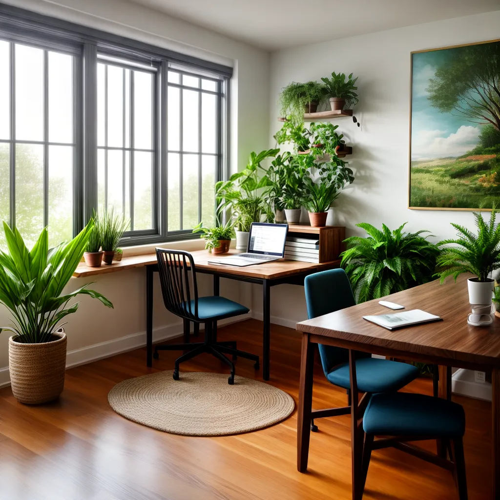 escritorio casa natureza madeira plantas