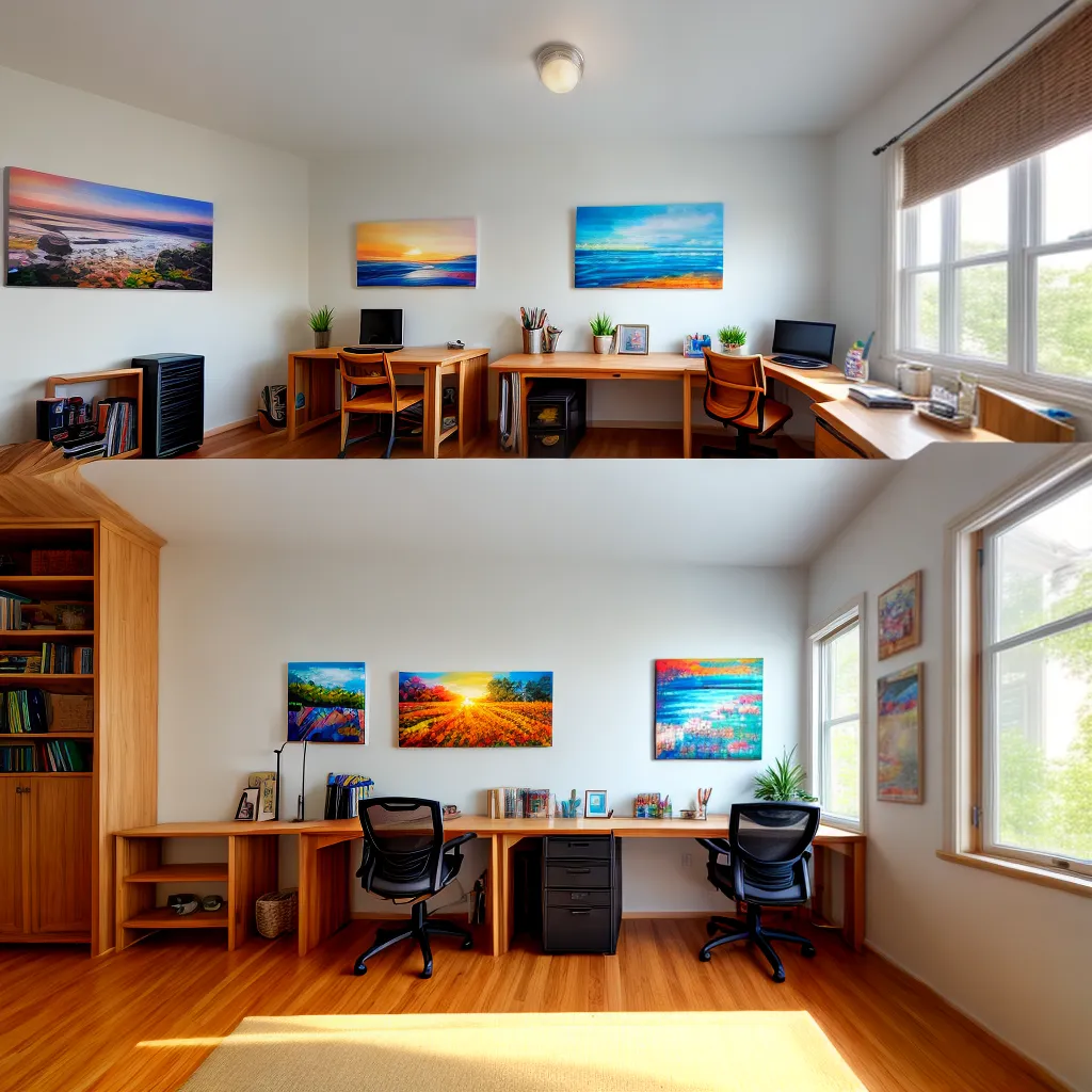 escritorio artistico luz natural pinturas
