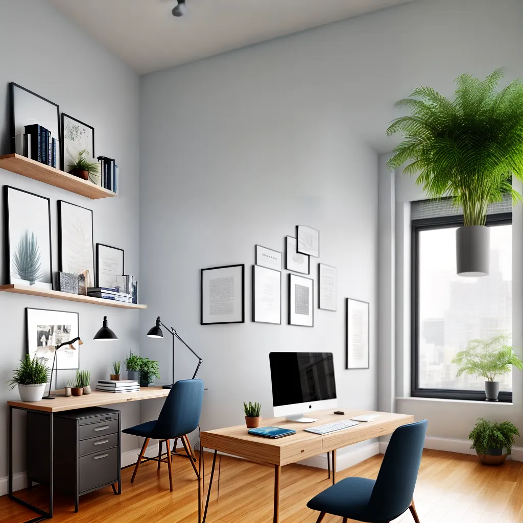 escritorio moderno azul geometrico