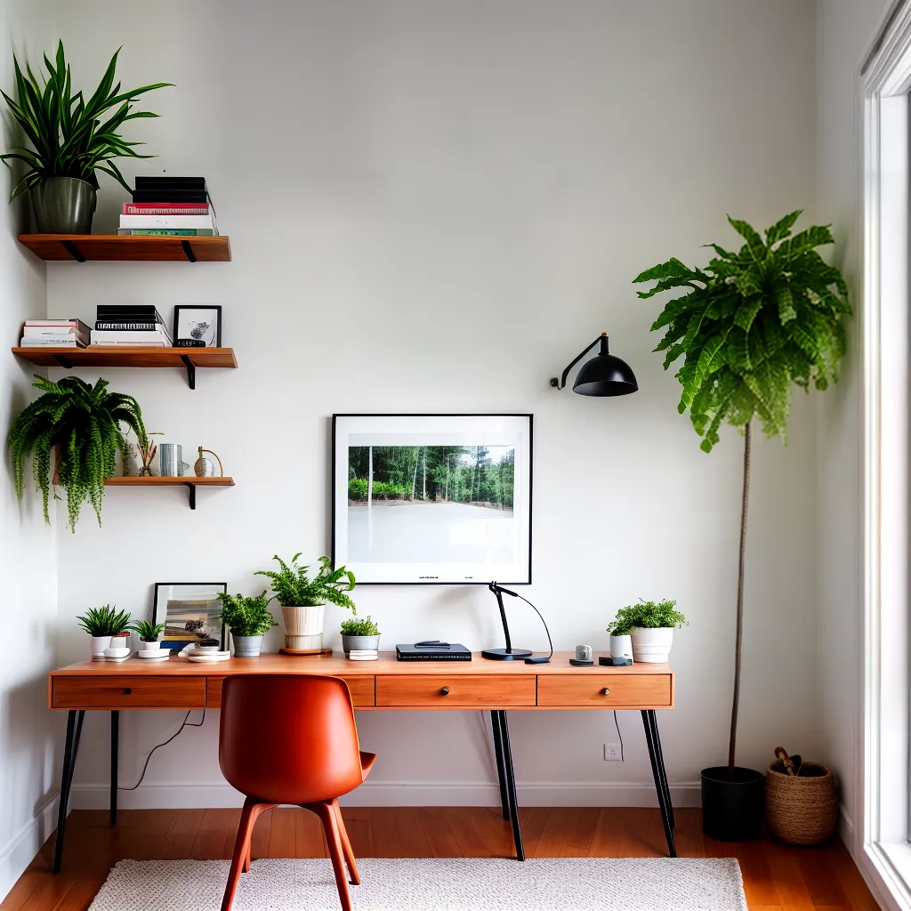 home office compacto mesa planta