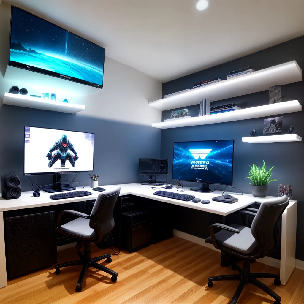 setup gamer moderno iluminado colecionaveis setup gamer moderno iluminado colecionaveis