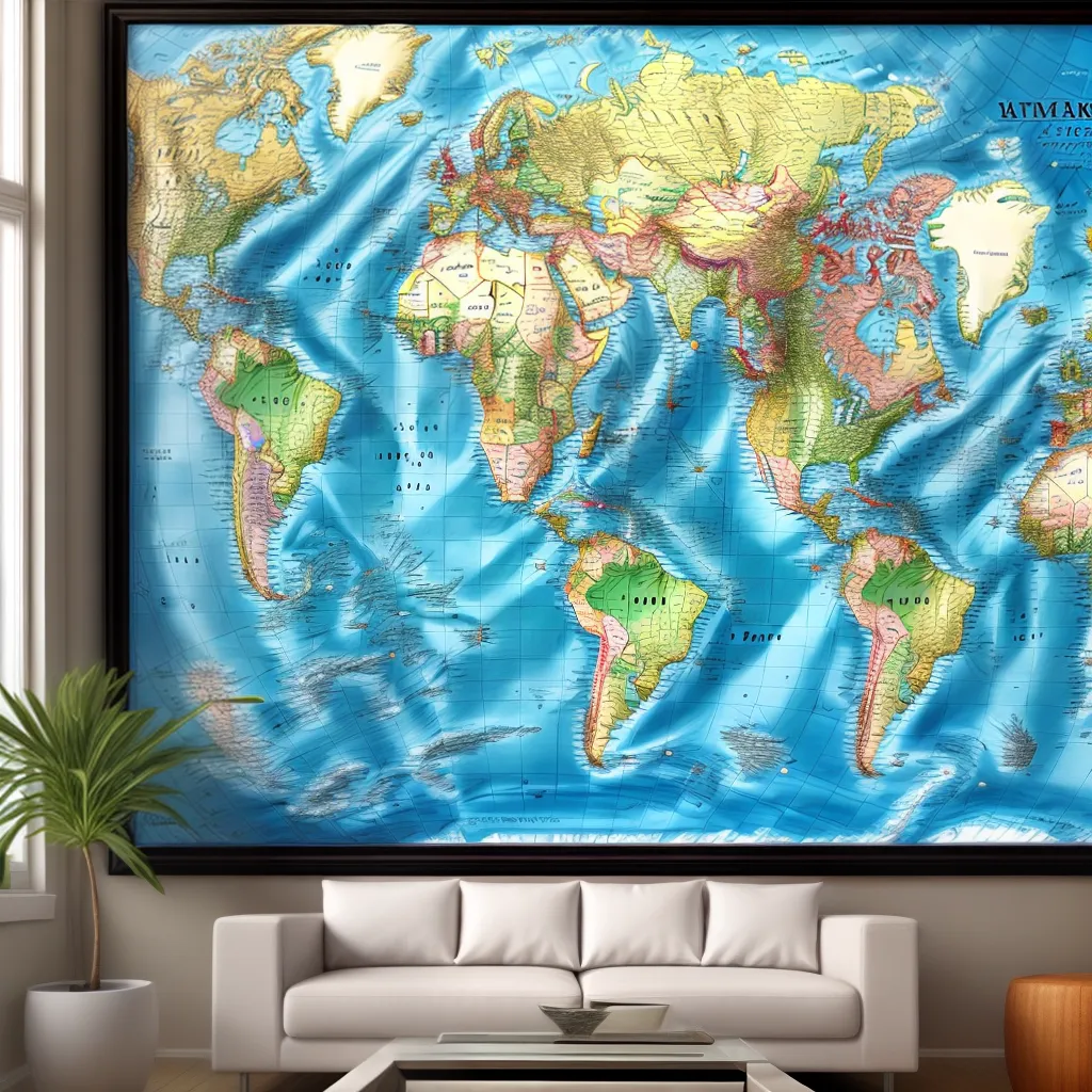 mapa mundo colorido inspiracao escritorio
