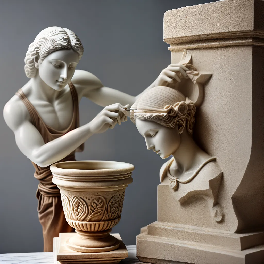 escultura marmore artista cinzel hammer