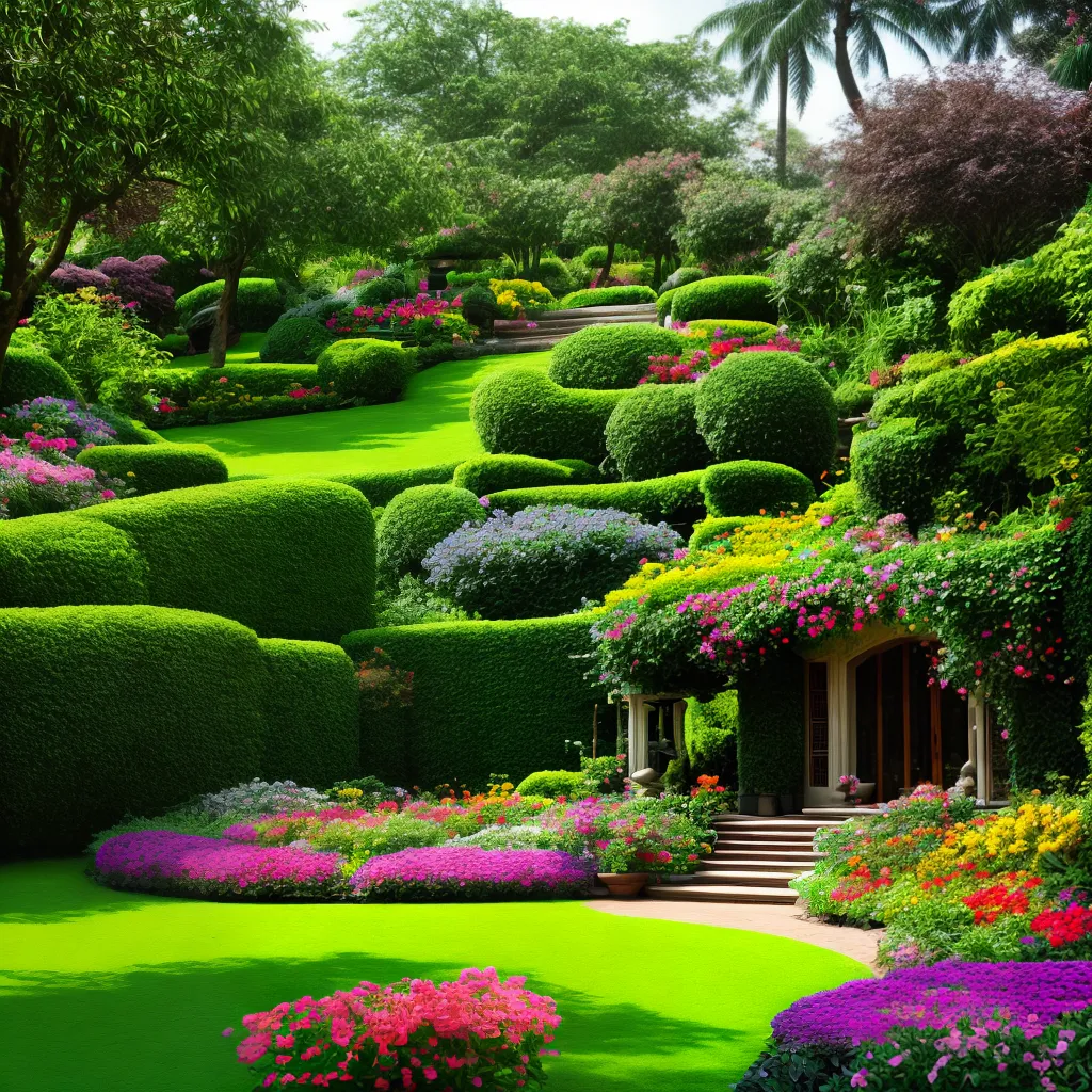 jardim colorido esculturas arte natureza