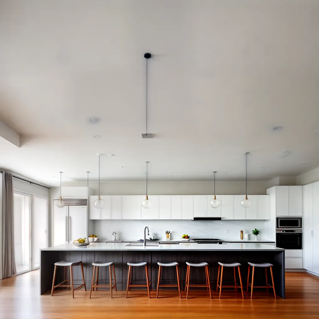 cozinha moderna ilha pendentes elegantes
