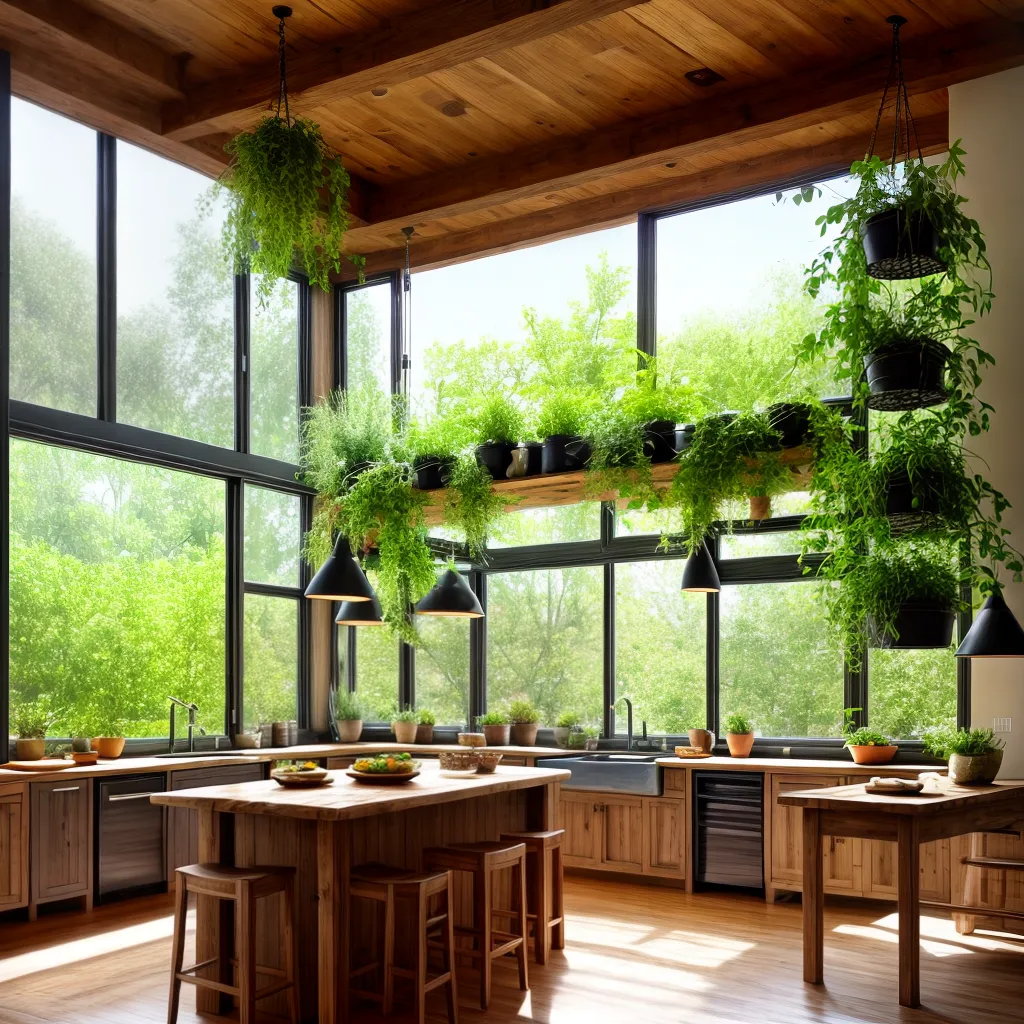cozinha plantas verdes rustica