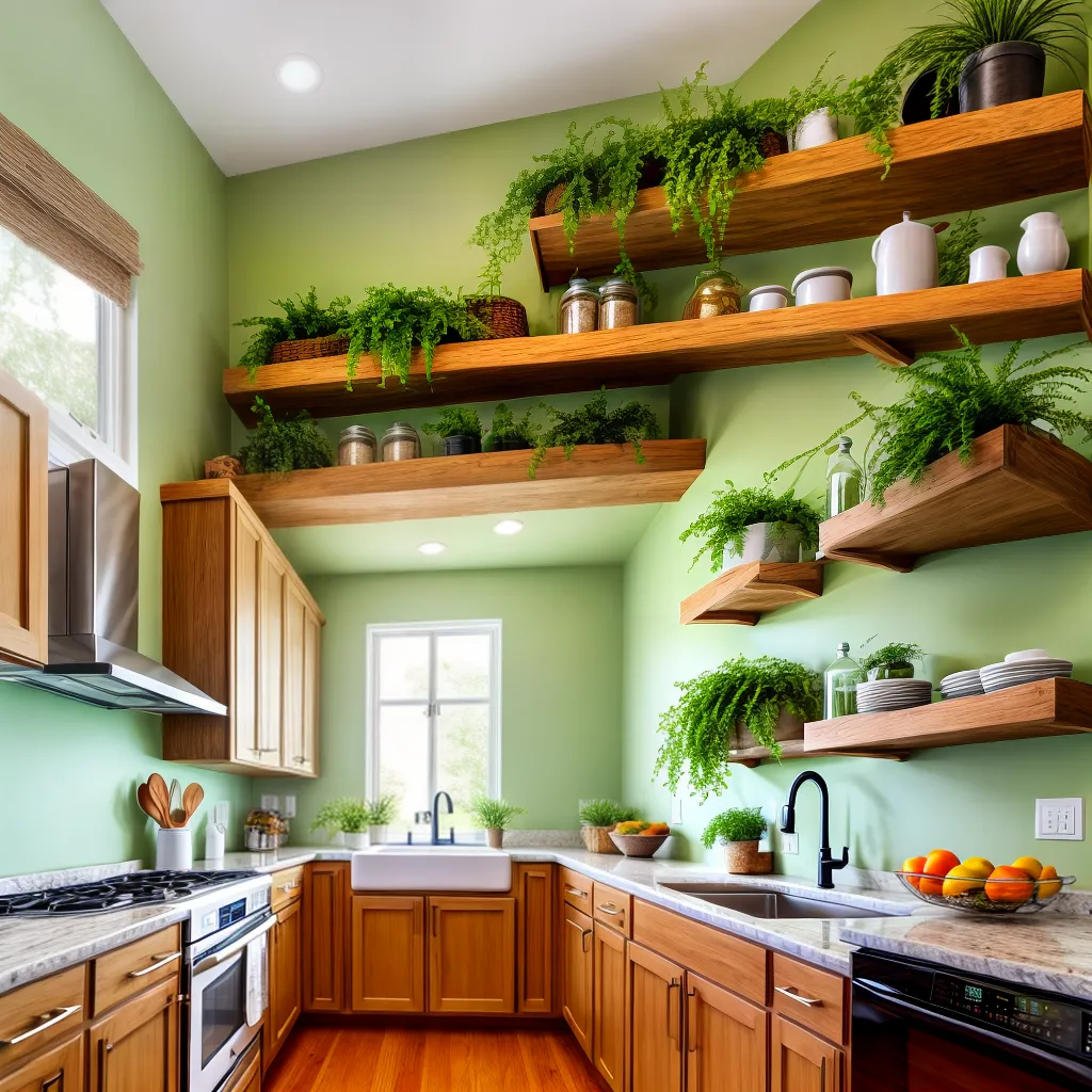 cozinha verde plantas ambiente calmo