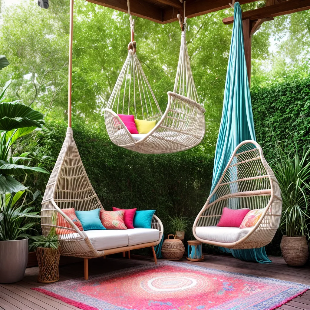 espaco ao ar livre acolhedor moveis boho