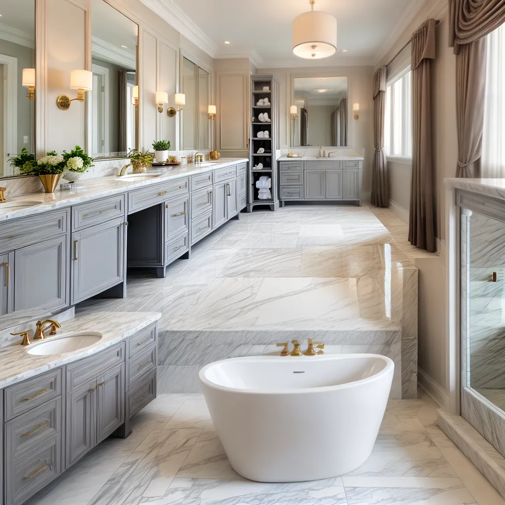 banheiro luxuoso marmore elegante