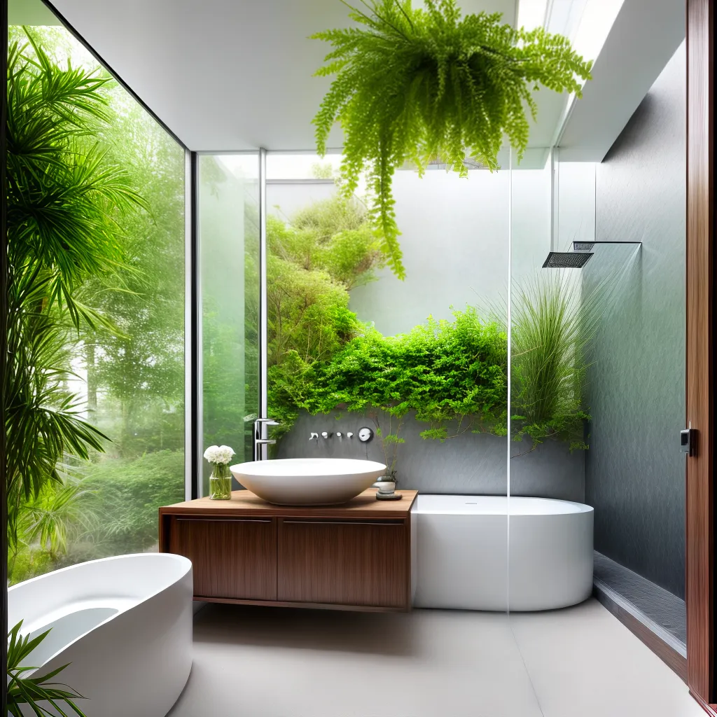 banheiro moderno moveis verde natureza