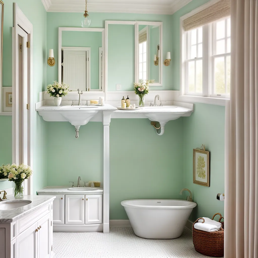 banheiro romantico moveis pastel curvas