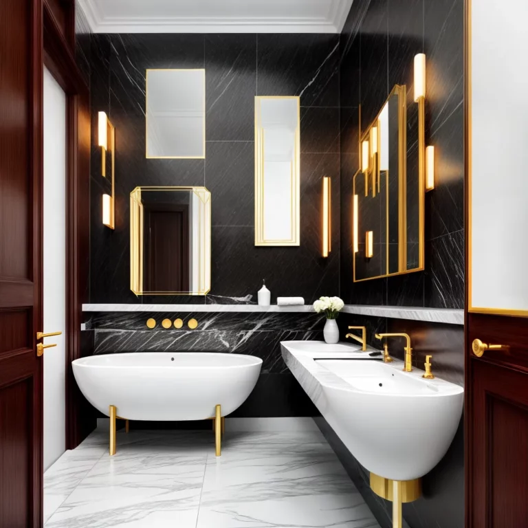 Banheiros com estilo art déco: móveis luxuosos e geométricos
