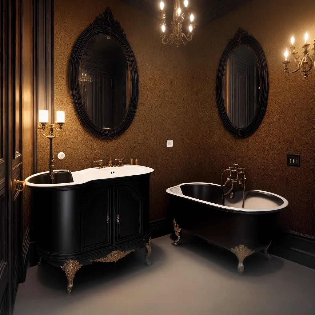 banheiro gotico movel ornamentado