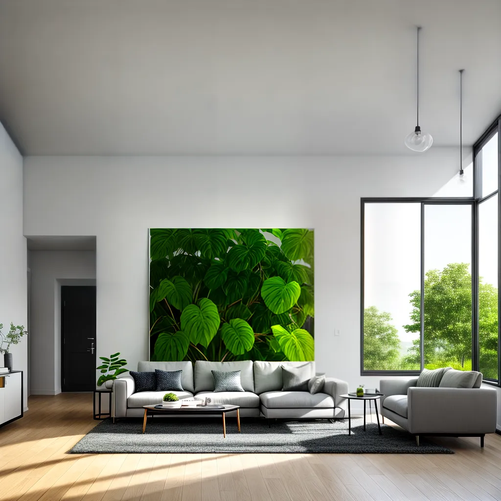 sala minimalista planta plastica