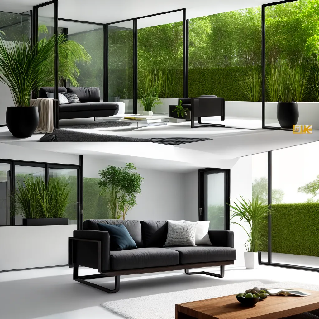 sala minimalista plantas plasticas