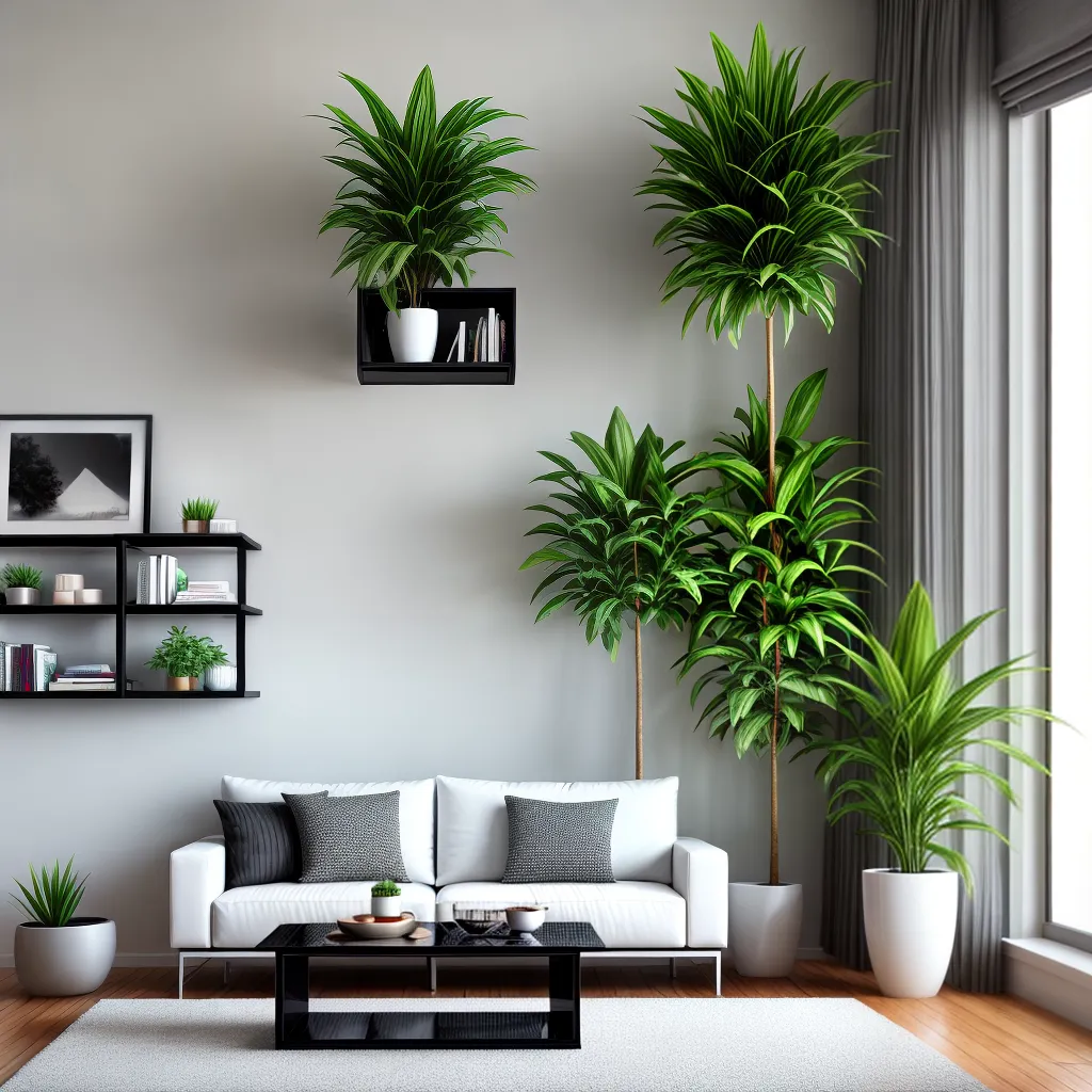 sala minimalista prateleira plantas plasticas