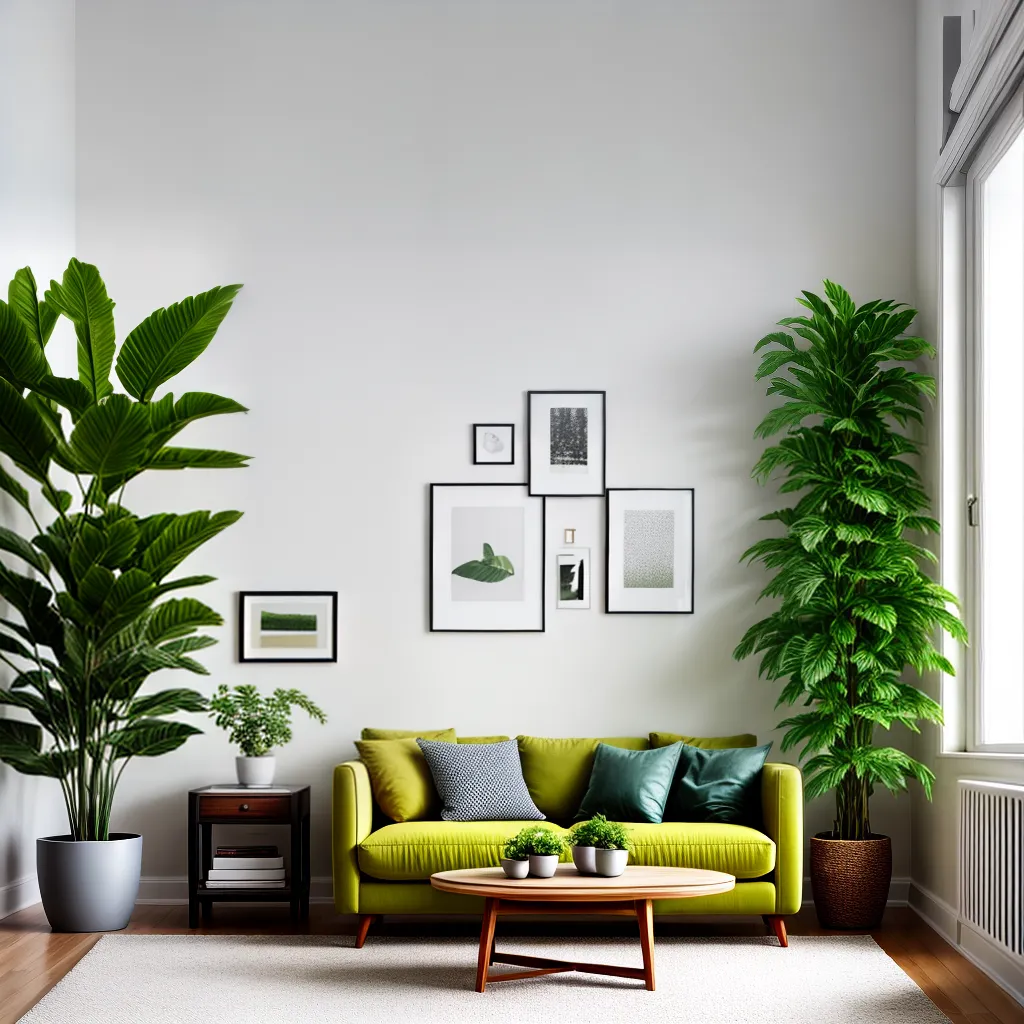 sala estar plantas verdes acolhedora