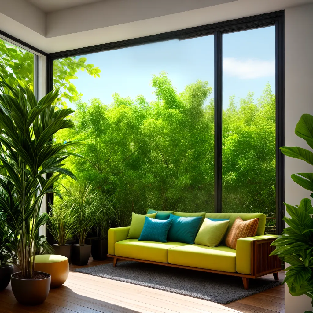 sala plantas artificiais janela aconchegante